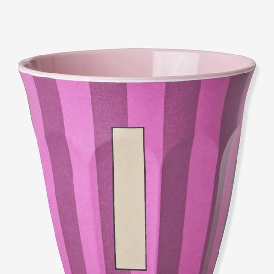 Gobelet rayé en mélamine LETTRE I rice, Medium 250 ml multicolore
