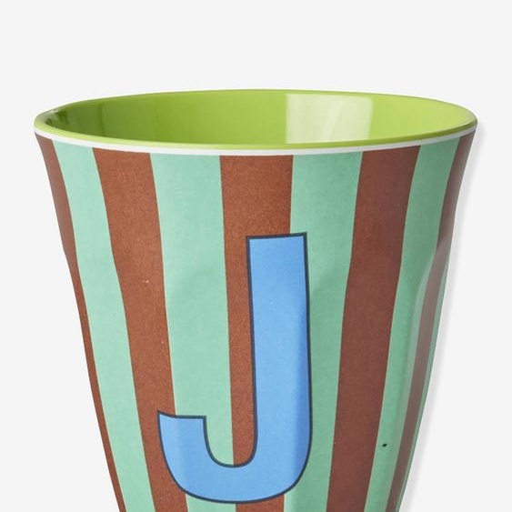 Gobelet rayé en mélamine LETTRE J rice, Medium 250 ml multicolore