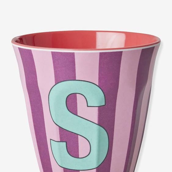 Gobelet rayé en mélamine LETTRE S rice, Medium 250 ml multicolore