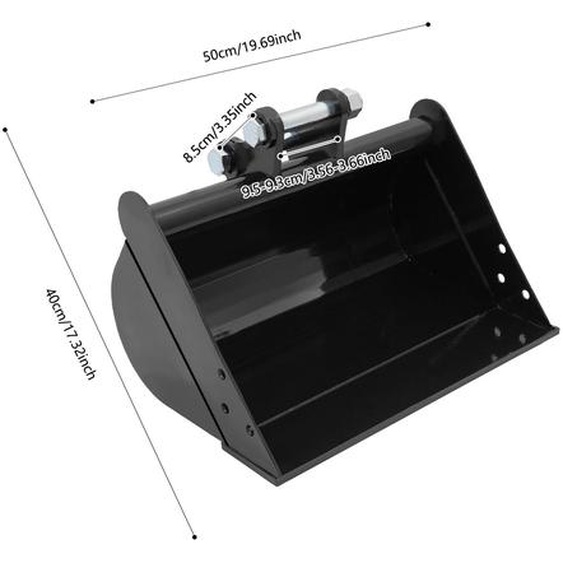 Godet de pelleteuse 40*50 cm Mini-godet de pelleteuse avec dents métalliques