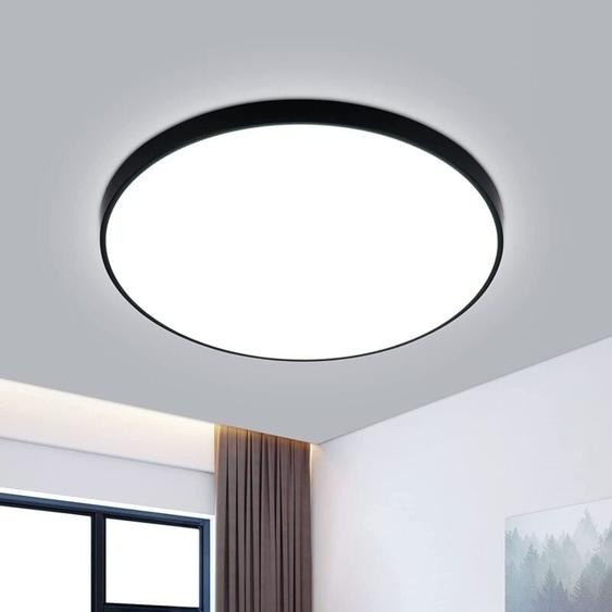 Goeco - Plafonnier led 36W 6500K 3240LM IP44 Ø40cm - Noir, Salon/Cuisine‌