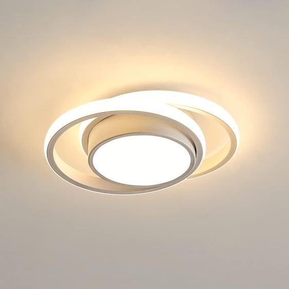 Goeco - Plafonnier led Moderne Blanc, Design Double Cercle, 32W 3000LM Dia 27cm Blanc Chaud 3000K pour Chambre Couloir Cuisine Balcon