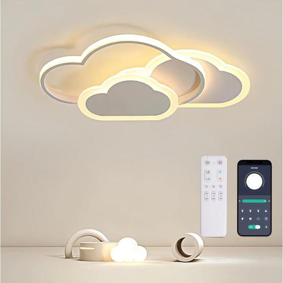 Goeco - Plafonnier Nuage 32w Lampe de Plafond led Créatif avec Dimmable Télécommande 3000-6500k , pour Salon, Chambre à Coucher, Chambre denfant