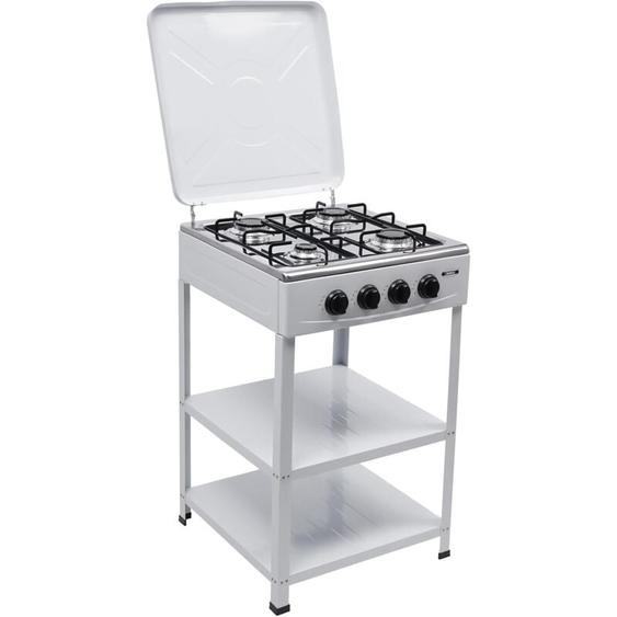 Gojoy - Réchaud à gaz à 4 brûleurs avec étagère à 2 étages et couvercle, cuisinière à gaz commerciale Pour famille et activités de plein air, Haute