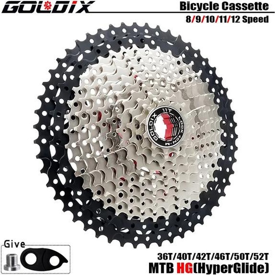 GOLDIX K7 Cassette VTT en Alliage dAluminium pour WinterMANO HG, 8/9/10/11/12 Vitesses, 36/40/42/46/50/52T, 8V, 9V, 10V, 11V, 12V