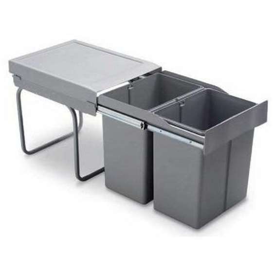 Gollinucci - Poubelle de cuisine coulissante - 2 bacs - 42 l - Amortisseur : Sans - Contenance : 42 l - Décor : Gris - Hauteur : 400 mm - Largeur :