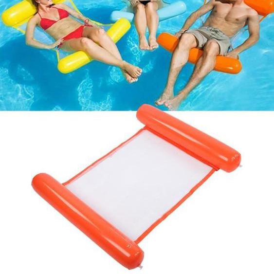 Gonflable Flottant Flotteur Lit Plus Grand Épaissi Portable Hamac Deau Piscine Chaise Longue Photo Dété Femmes Hommes(Orange )