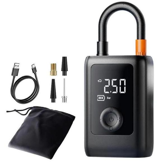 Gonfleur de pneus numérique, sans fil, avec éclairage LED intégré, couleur noire