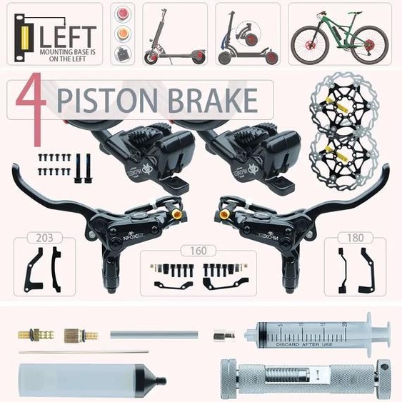 Goodtaste NFOX B015 4 pistons disque frein hydraulique e-bike pliant VTT vélo mise hors tension noir rouge 160 180 203 cassé Tube fendu nouveau