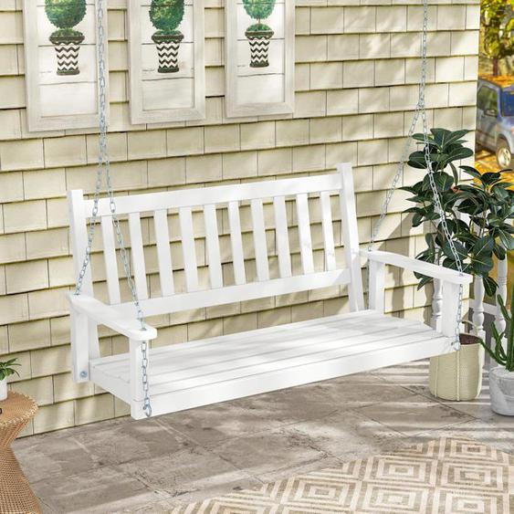 GOPLUS Balancelle Jardin 2 Places Charge 230KG-Chaise Hamac Suspnedue 136x67x63CM avec Chaînes de Suspension Ajustables Blanc