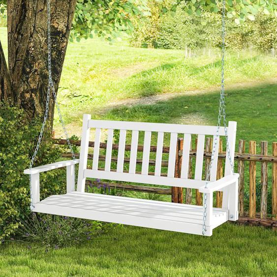 GOPLUS Balancelle Jardin 3 Places Charge 360KG-Chaise Hamac Suspnedue 168x65x63CM avec Chaînes de Suspension Ajustables Blanc