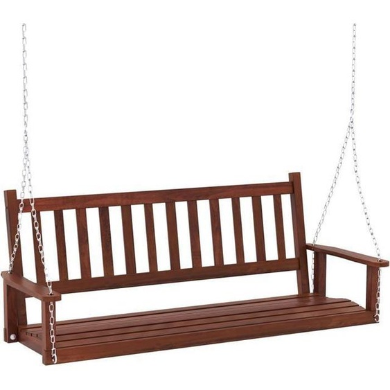 GOPLUS Balancelle Jardin 3 Places Charge 360KG-Chaise Hamac Suspnedue 168x65x63CM avec Chaînes de Suspension Ajustables Marron