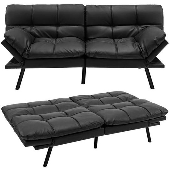 GOPLUS Canapé Lit en Mousse à Mémoire Charge 273KG-Canapé-lit Futon-Dossier et Accoudoirs Réglables-6 Pieds en Métal Noir