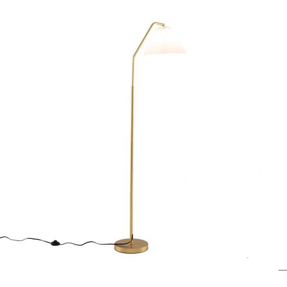 GOPLUS Lampadaire Moderne sur Pied H.168CM avec Tête de Lampe Réglable, Abat-jour Plissé, Interrupteur à Pied, Douille E27