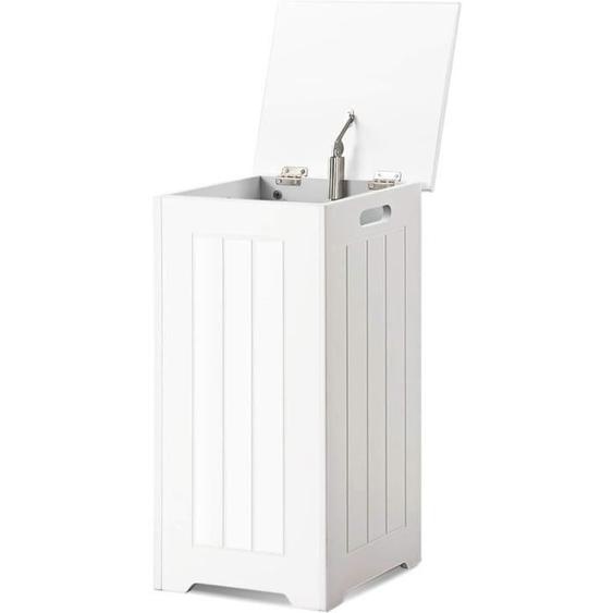 GOPLUS Panier à Linge en MDF avec Couvercle à Charnière, Meuble à Linge, Corbeilles à Linge, pour Buanderie/Salle de Bain