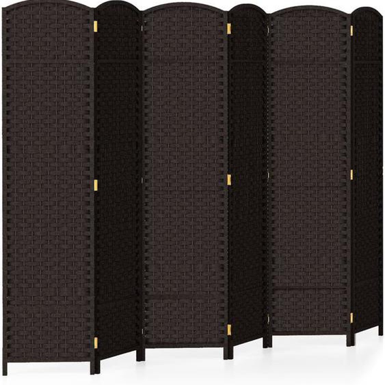 GOPLUS Paravent 6 Panneaux Pliable 170 CM-Cadre en Bois Massif pour Salon/Chambre/Terrasse 240x170CM Marron