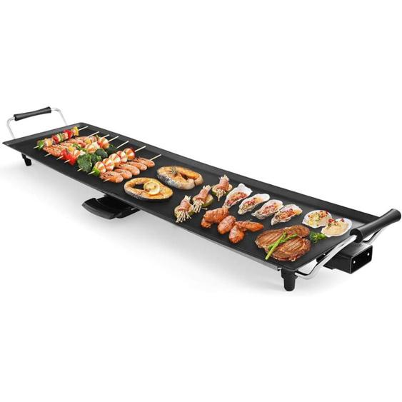 Goplus - Plancha Electrique xxl avec Plaque Antiadhesive et Thermostat Ajustable, Grille de Table Antiderapante et Lavable avec Poignee Rembourree,