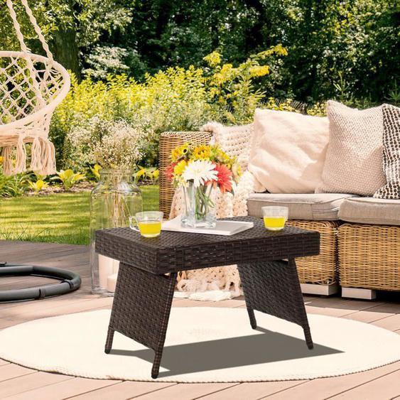 GOPLUS Table Basse en Rotin Tressé Pliable avec Cadre en Métal,Idéal pour Salon,Jardin, Terrasse,60 X 40 X 40CM,Charge Max 50 KG