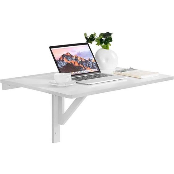 GOPLUS Table Murale Rabattable Pliable 80x60x45CM en Bois,Charge 20KG,Double Pliage et Gain de Place,pour Salon/Bureau,Blanc