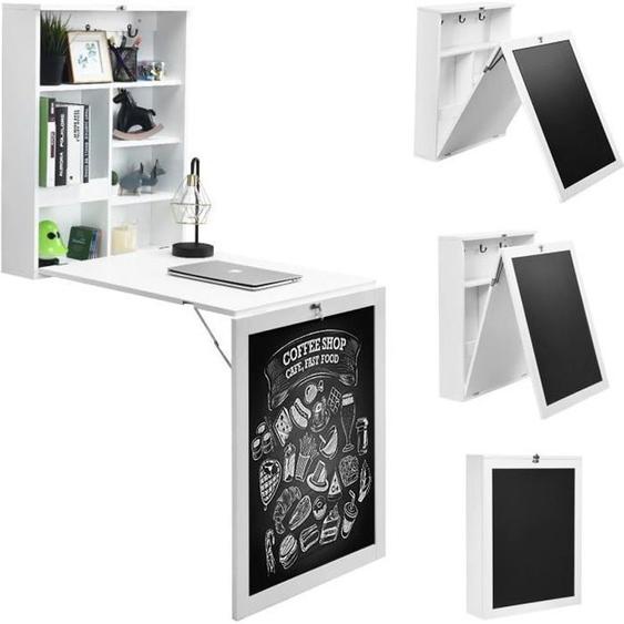 GOPLUS Table Murale Rabattable Pliable avec Compartiment Intégrée,Gain de Place comme Bureau d’Ordinateur, Idéal pour Salon, Bureau