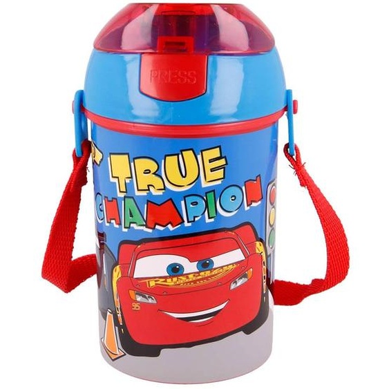 Gourde Enfant Aluminium Cars Flash Mcqueen 450 Ml – Paille Intégrée Rouge / Bleu / Jaune