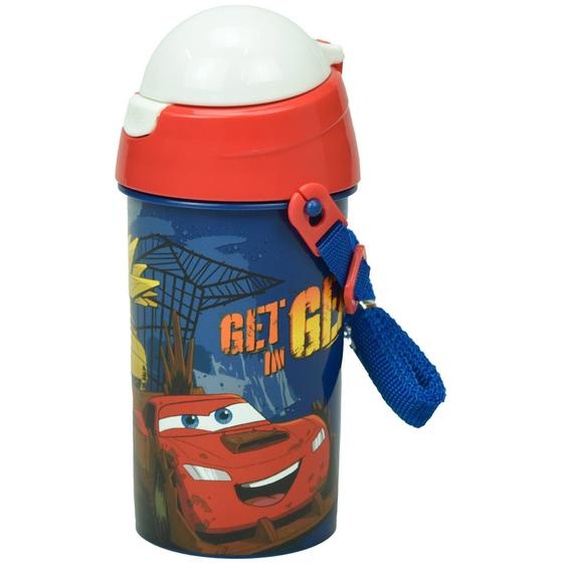 Gourde Enfant Cars Flashmcqueen Pvc 500 Ml – Sangle Amovible Cars Noir / Orange / Clair / Bleu