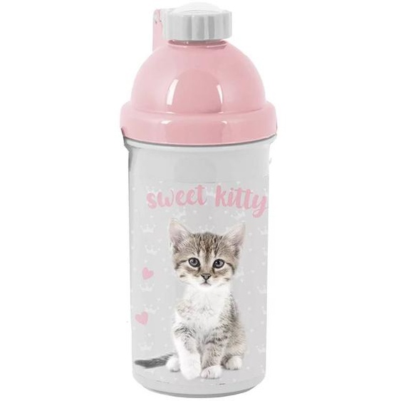 Gourde Enfant En Plastique Motif Chat Sweet Kitty – 18 Cm Blanc / Gris / Clair