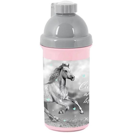 Gourde Enfant En Plastique Motif Cheval Et – 18 Cm Blanc / Gris / Clair