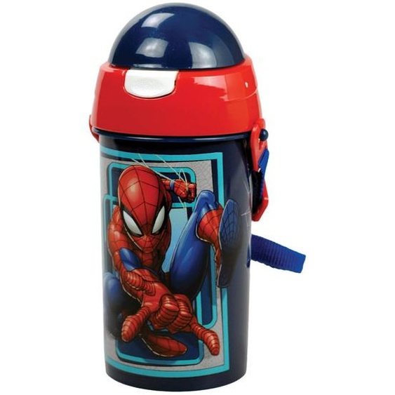 Gourde Enfant Spiderman 500 Ml Pvc – Sangle Amovible Noir / Bleu / Marine / Bleu