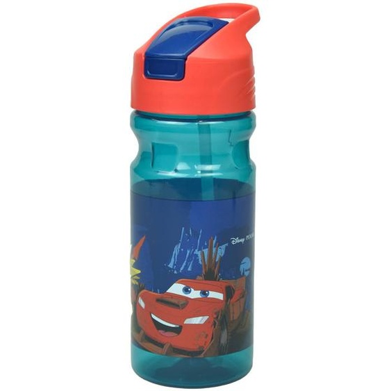 Gourde Enfants 500 Ml Cars Pvc - Couvercle Flip Avec Bec Bleu