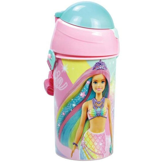 Gourde Enfants Barbie Sirène Arc-en-ciel 500 Ml Pvc – Sangle Amovible Bleu Turquoise
