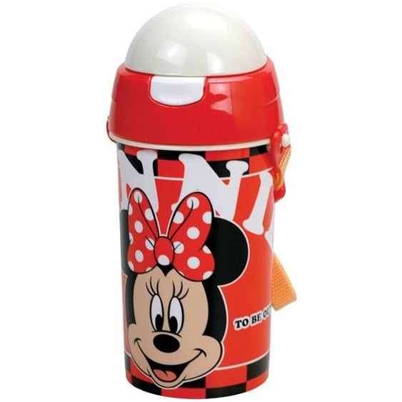 Gourde Minnie Perfect Day 500 Ml Pvc - Sangle Amovible Noir / Rouge / Blanc