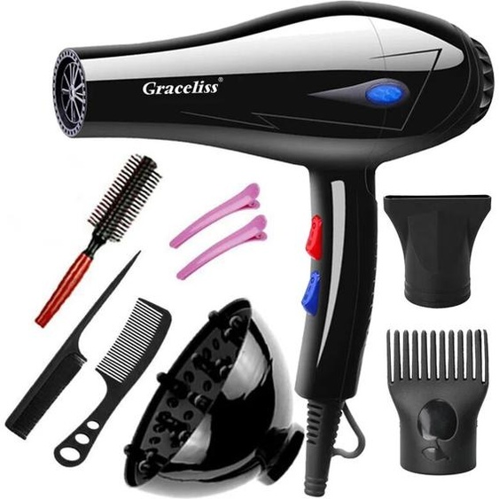 Graceliss Sèche-cheveux professionnel, prise ue originale, vent chaud et froid, sèche-cheveux pour Salon de coiffure, usage domestique