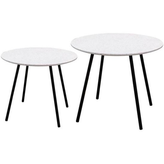 Gracy - Lot de 2 Tables Gigognes Plateaux Effet Granit Blanc