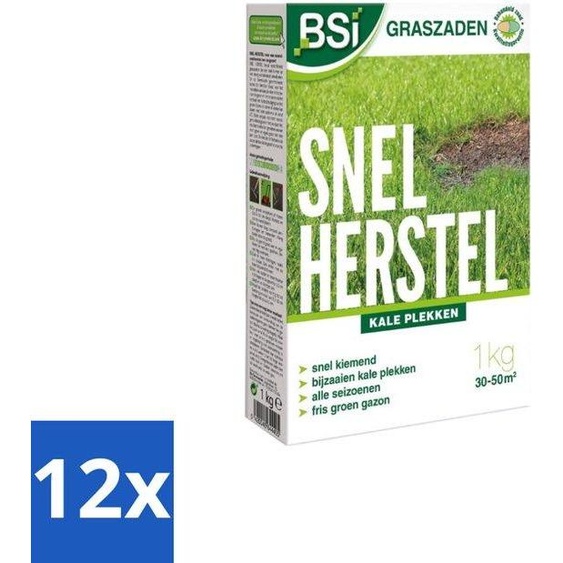 Graines de gazon « Récupération rapide » pour une pelouse dense et résistante, 1 kg, 12 unités, emballage économique