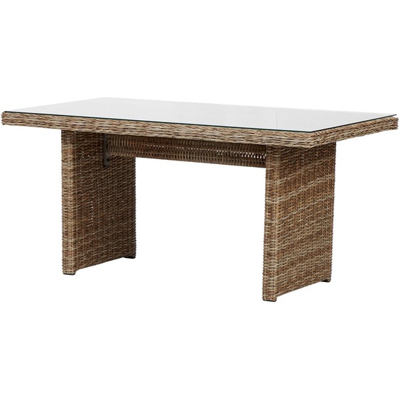 Gram Table de jardin 142 x 76 cm, avec plateau en verre, teinte naturelle.