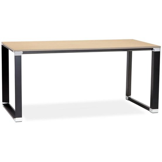 Grand bureau de direction droit XLINE 200 en bois finition naturelle et structure noire - 200x100 cm