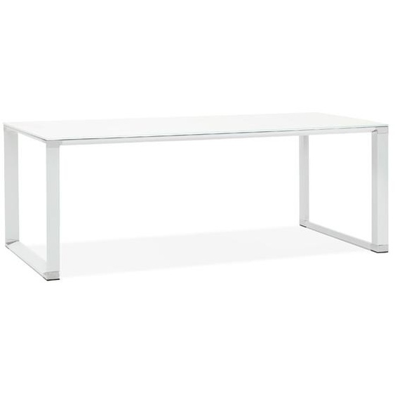 Grand bureau de direction droit XLINE en verre blanc - 200x100 cm