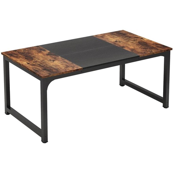 Grand bureau dordinateur - Bureau de bureau - 178 × 79 × 74 cm - Rectangulaire - Bois - À monter - Pour le télétravail - Marron vintage et noir