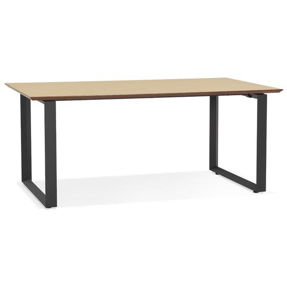 Grand bureau droit de direction GIMINI en bois finition naturelle et métal noir - 180x90 cm