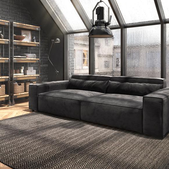 Big-Sofa Sirpio XL 270x130 cm Microfibre Noir, Grands canapés