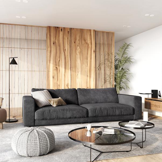 Grand-canapé Cubico 290x120 cm tissu structuré gris, Grands canapés