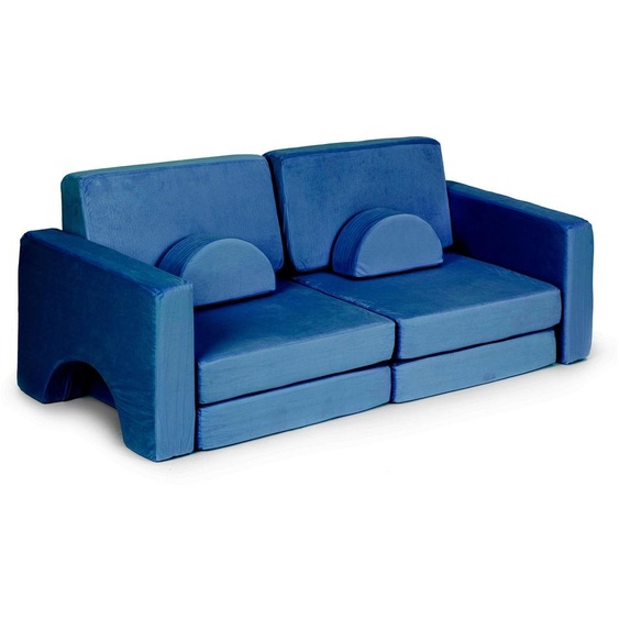Grand canapé modulable pliable pour enfants, 2 places, à monter soi-même, avec 10 coussins moelleux - bleu ECOTOYS