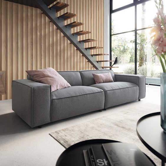 Big-Sofa Tenso 285 x 105 tissu structuré gris, Grands canapés