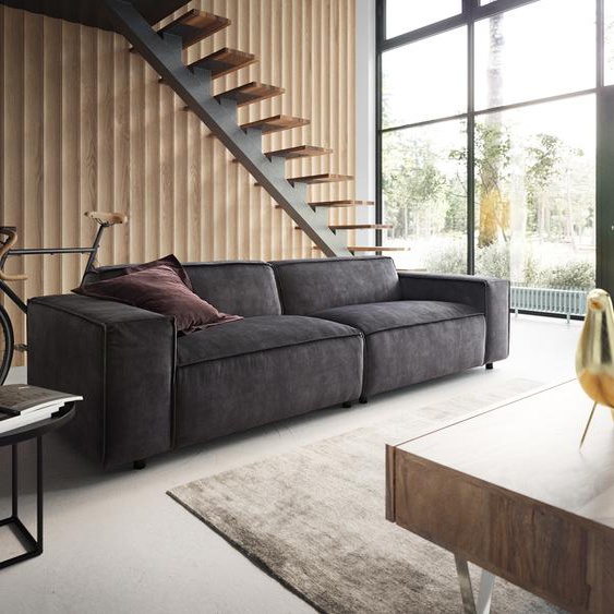 Big-sofa Tenso 285 x 105 velours anthracite, Grands canapés