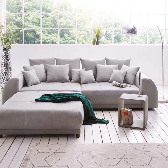 Grand-canapé Violetta 310x135 cm gris avec tabouret, Grands canapés