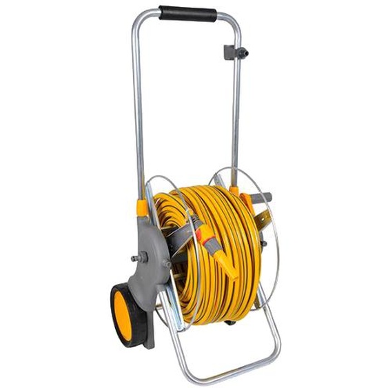 Grand dévidoir chariot métallique avec tuyau de 30 m et raccords HOZELOCK 2461R0000