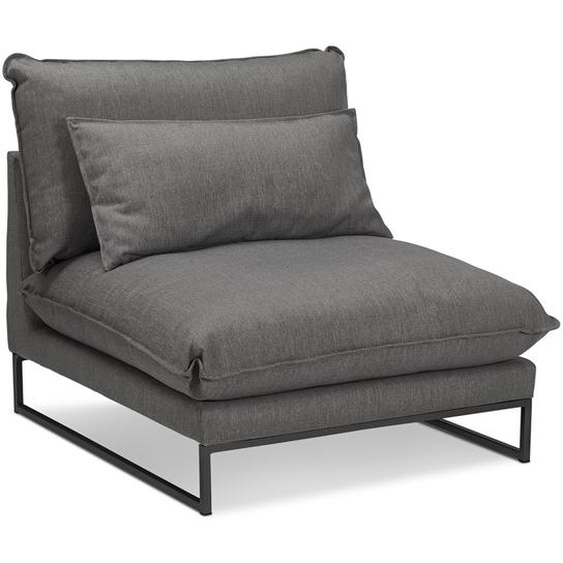 Grand fauteuil lounge LASKA en tissu gris foncé 1 place