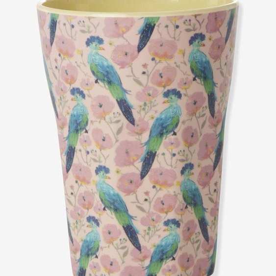 Grand gobelet en mélamine EXOTIC BIRD rice 400 ml rose