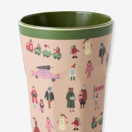 Grand gobelet en mélamine HOLIDAY PRINT rice, 400 ml rose poudré